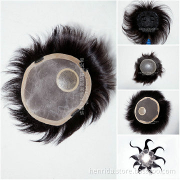 Natural Hairline Men's Toupee, Thin Skin/PU Piece with Injected Knots
